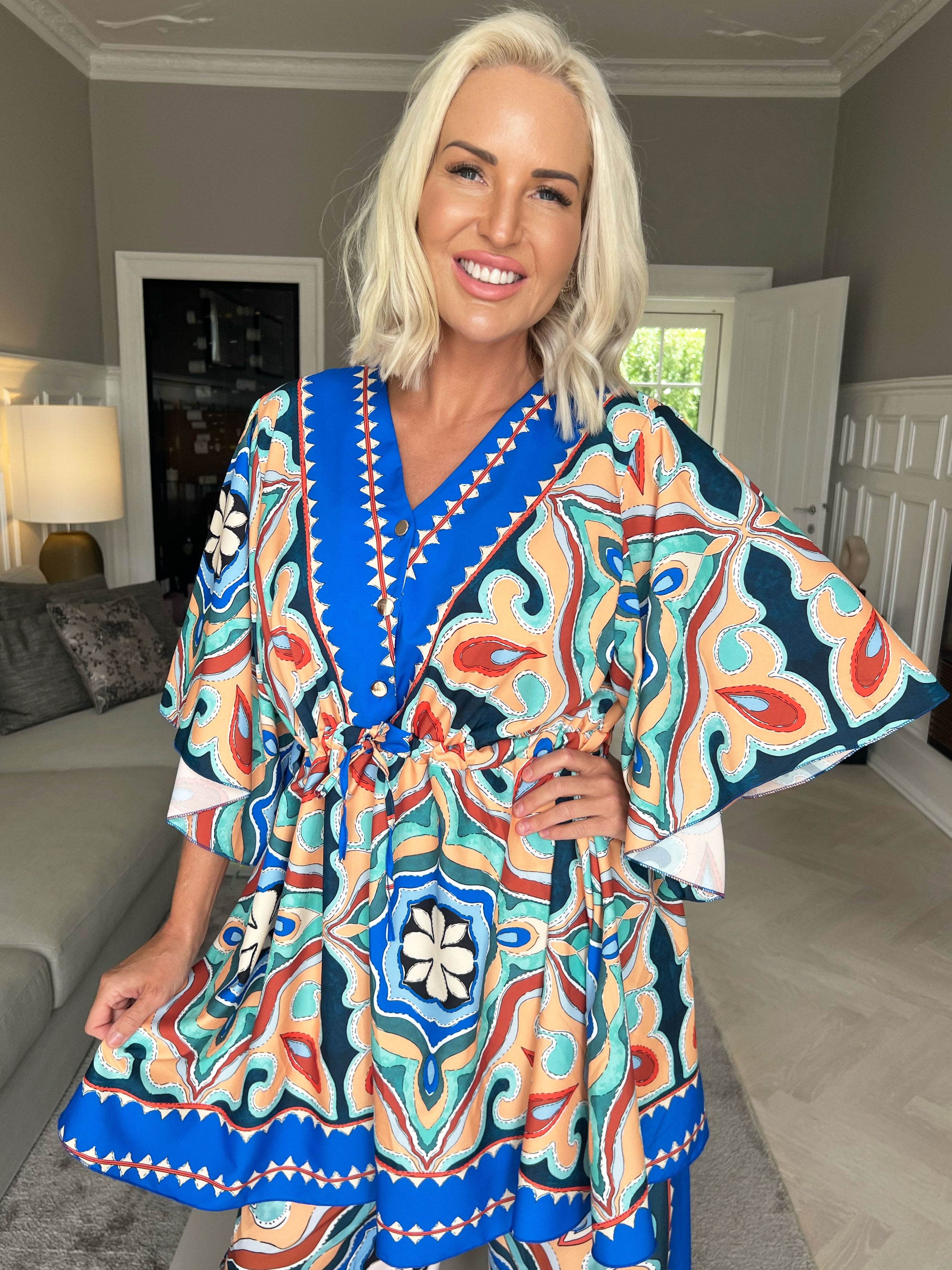 Yeva Tunika - Lang mønstret tunika med bindebånd